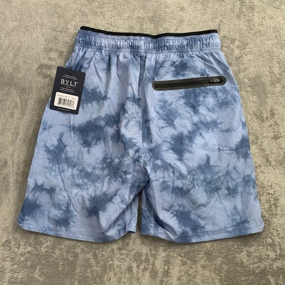 BYLT Active Shorts Mens Small Blue Lined Stretch Athletic Gym Workout 7” Tie Dye - Picture 10 of 11